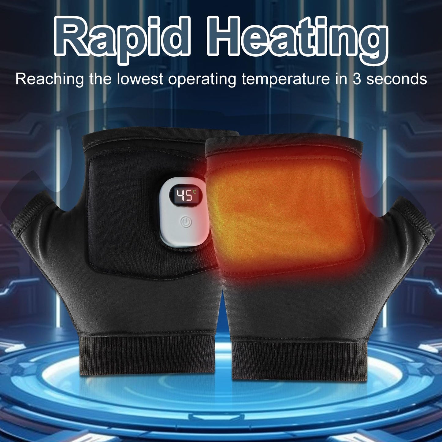 Heated Gloves Gloves,Portable Heating Gloves with Digital Display,Rechargeable Heated Gloves,MiGICosy Smart Thermostatic Heated Fingerless