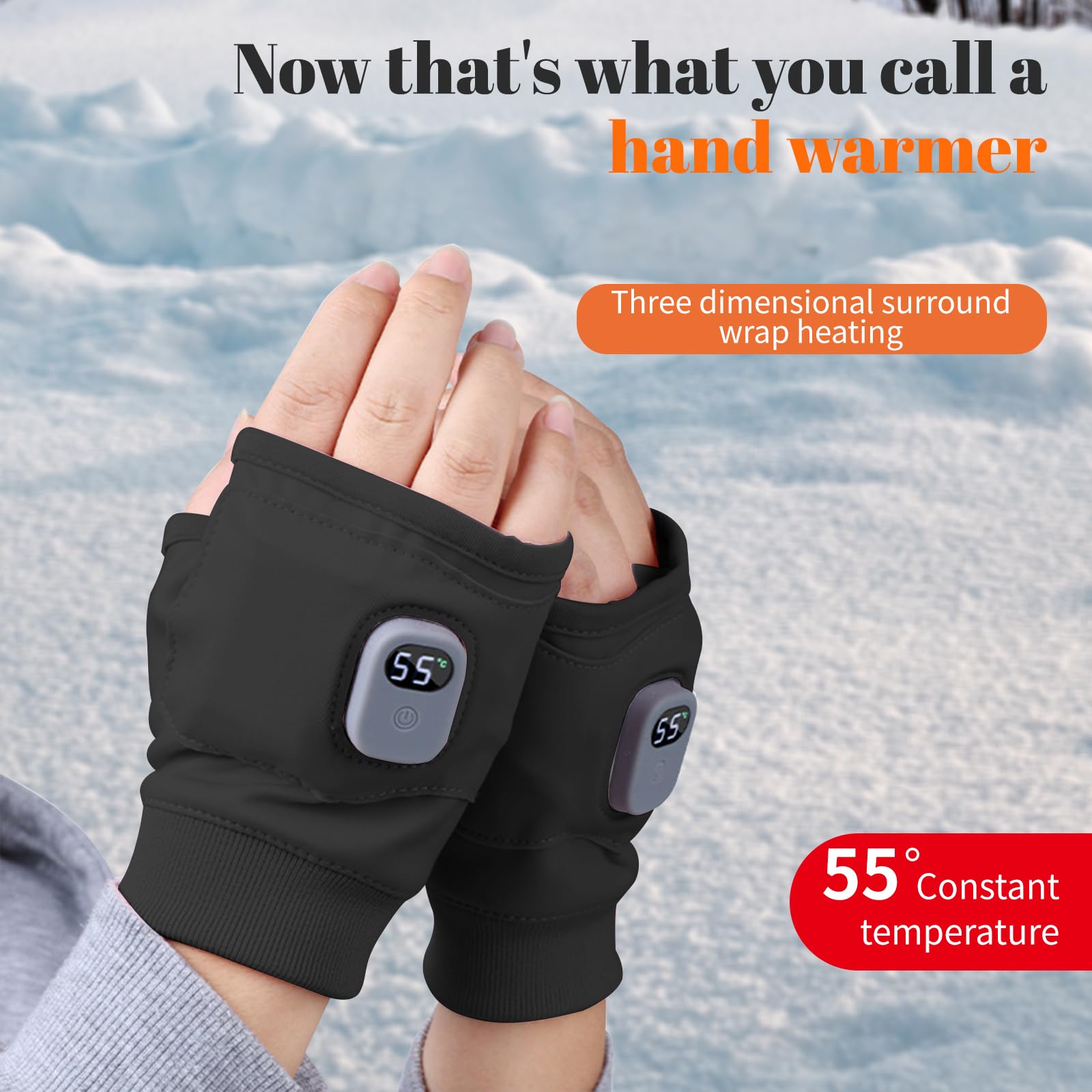 Heated Gloves Gloves,Portable Heating Gloves with Digital Display,Rechargeable Heated Gloves,MiGICosy Smart Thermostatic Heated Fingerless
