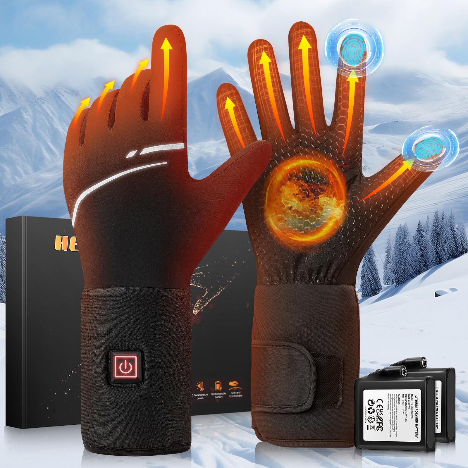MiGiCosy Heated Gloves Liners for Men Women, Rechargeable Electric Gloves with Touchscreen, Thin Hand Warmer for Skiing Hunting Cycling Hiking Raynaud : Sports & Outdoors
