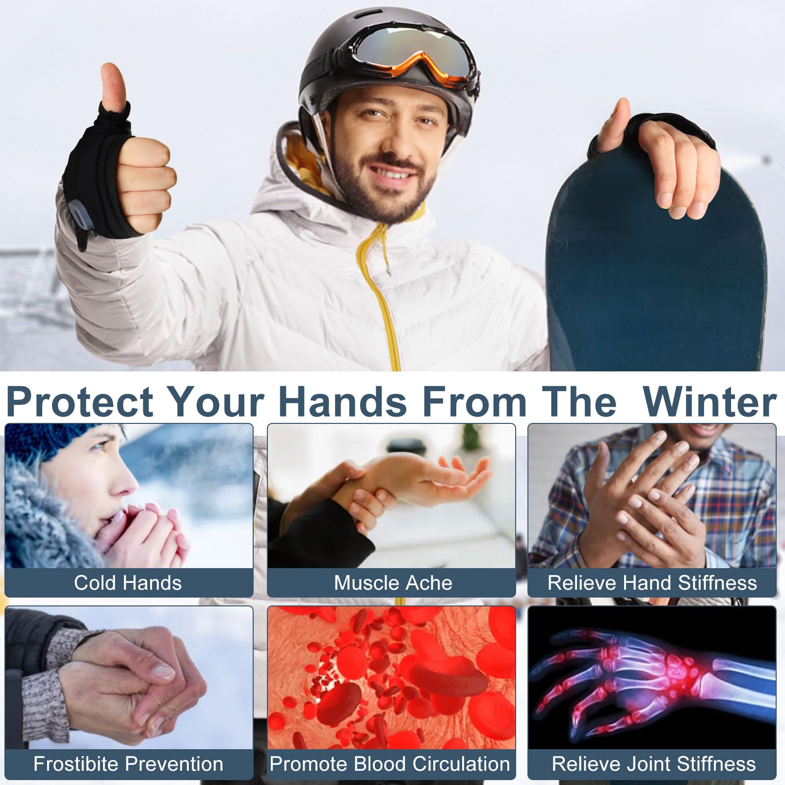 Heated Gloves Gloves,Portable Heating Gloves with Digital Display,Rechargeable Heated Gloves,MiGICosy Smart Thermostatic Heated Fingerless