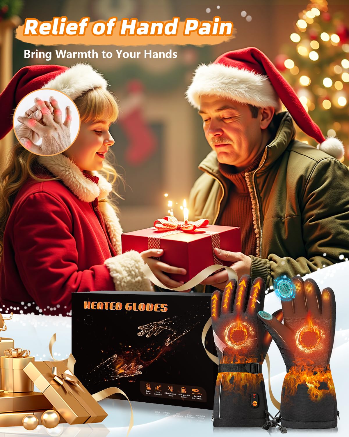 Heated Gloves for Men Women, Rechargeable Heated Gloves with waterpoof & Upgrade Non-Slip with Touchscreen, Heated Work Gloves for Motorcycling/Skiing/Hunting/Outdoor Work