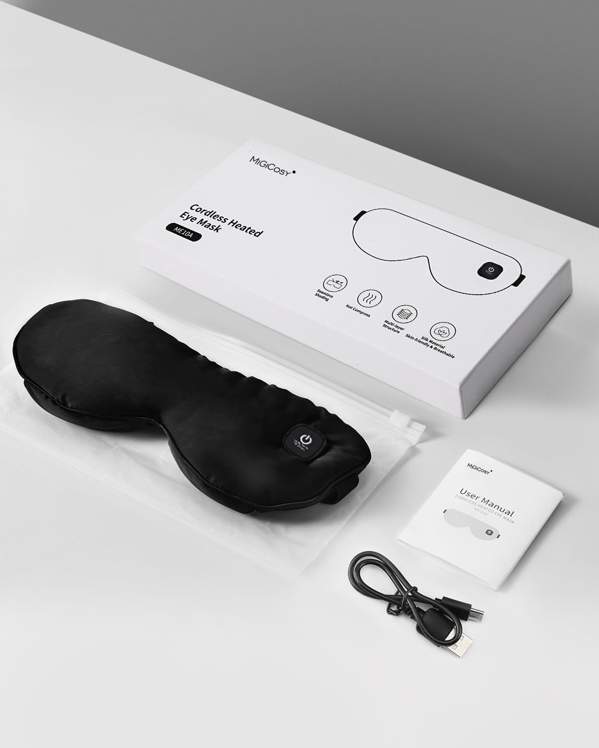 MiGICosy Heated Eye Mask for Dry Eyes - Rechargeable Eye Heat Mask - MGD Eye Warm Compress with Washable Cover - Sinus Heating Pad for Eyes, Styes & Blepharitis - heated eye masks for dry eyes