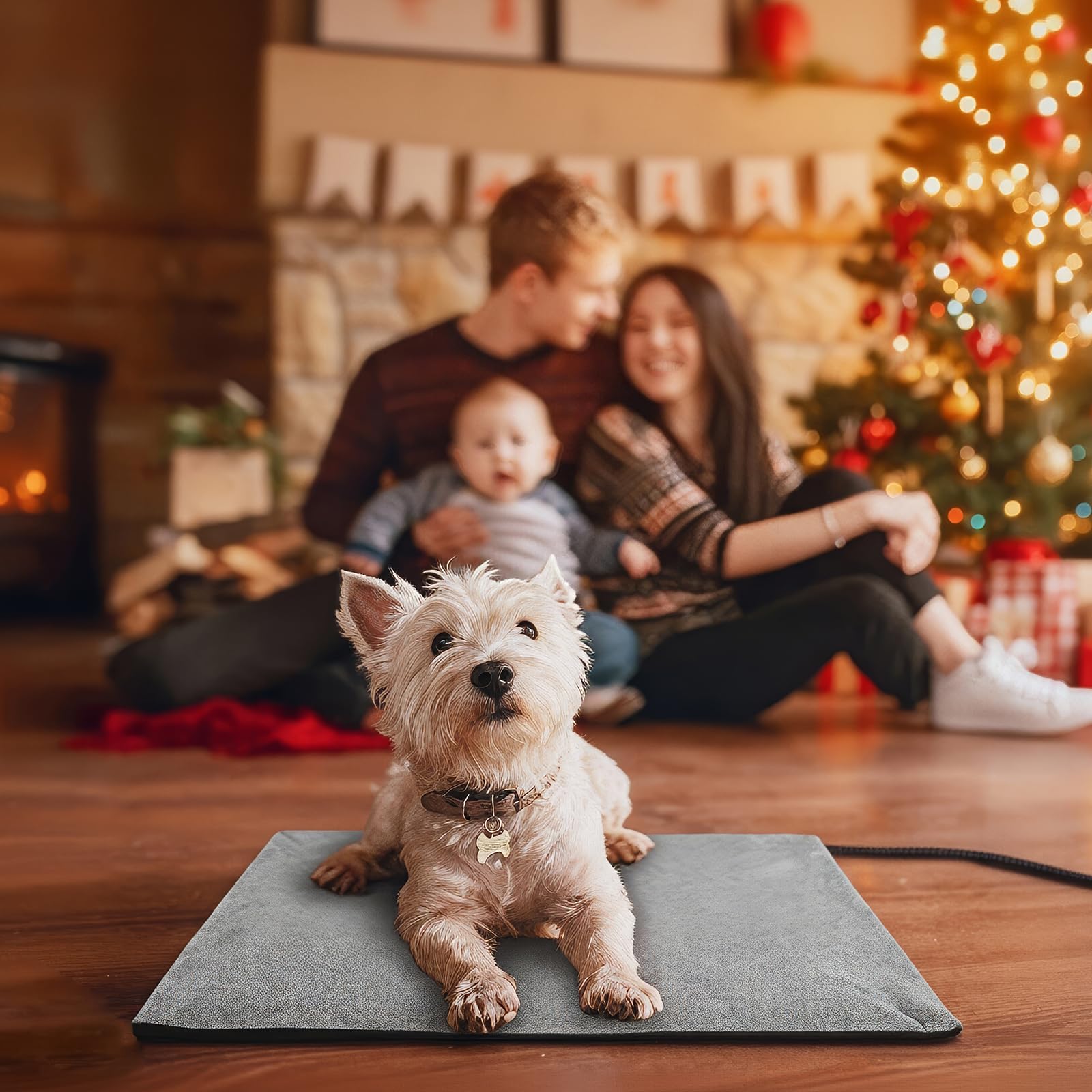 MiGiCosy large Pet Heating Pads for Dogs & Cats Outdoor, Dog Cat Heating Pad Bed Outdoor Waterprooof, Warming Heated Cat Dog Bed Blanket Outside, Heated Pet Mat, Gifts for Cats Dogs in Winter